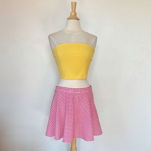 Pink & White A-Line Gingham Skirt